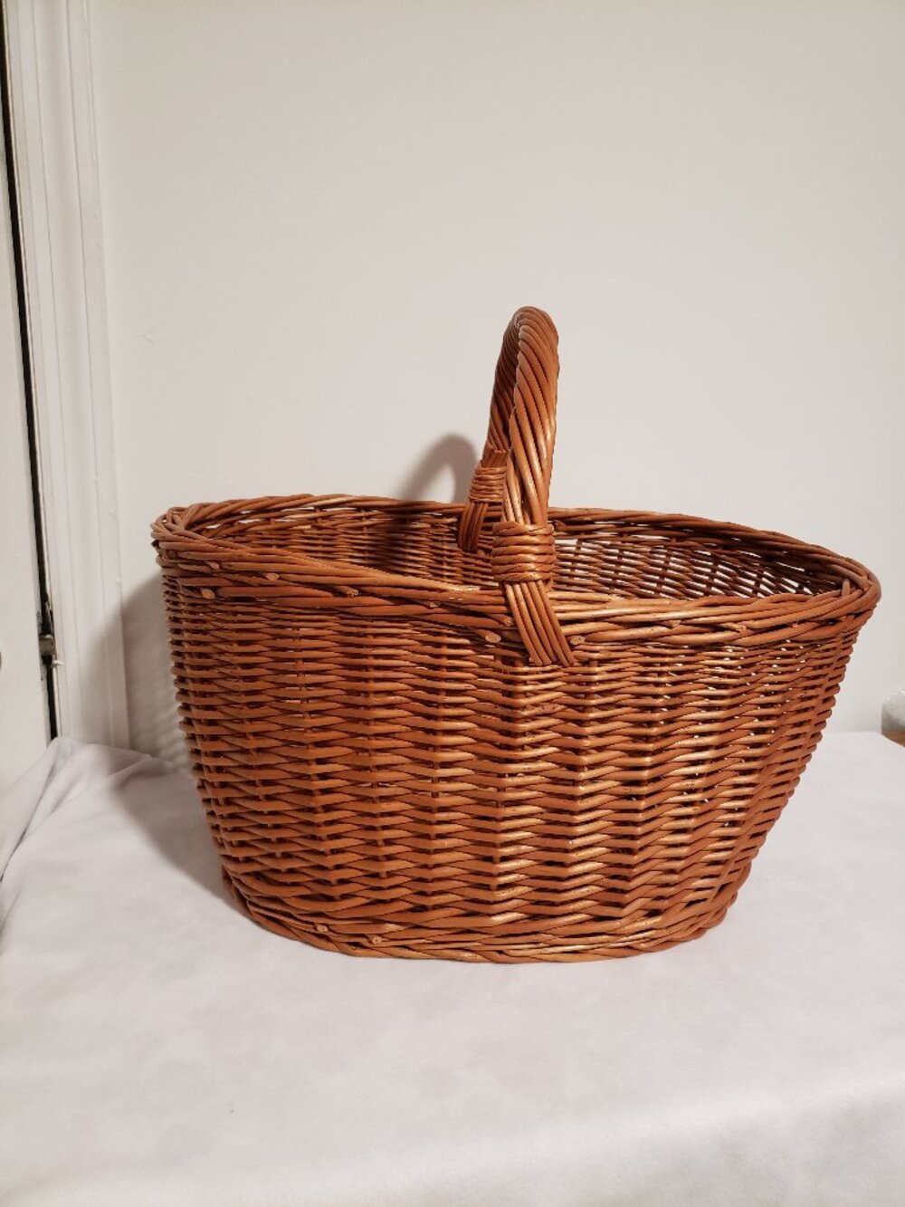 Large Wicker Gathering Basket Handwoven Willow Rustic Foraging Garden Storage